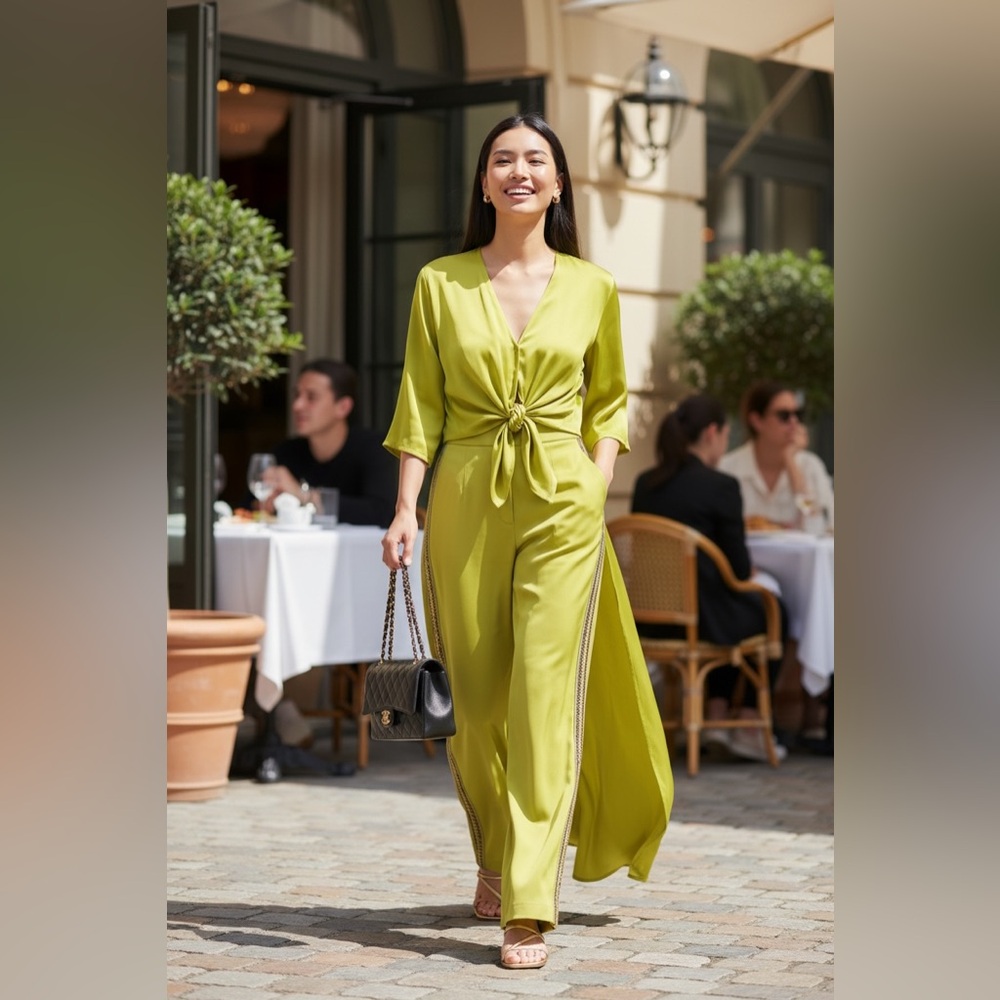 My Beachy Side Set: Caftan & Pants Green Top: OS / Pants: Large